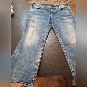 Silver Jeans Women's Light Blue Distressed Boyfriend Jeans